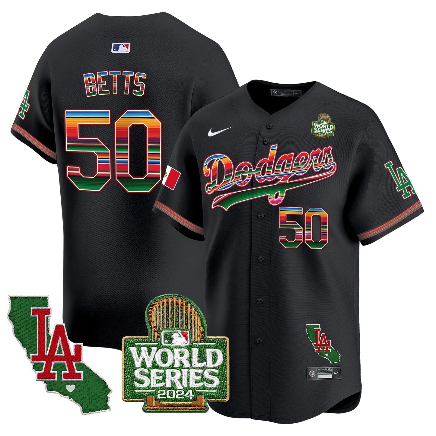 Dodgers Mexico 2024 World Series Vapor Premier Limited Jersey V2 - All Stitched-DTD