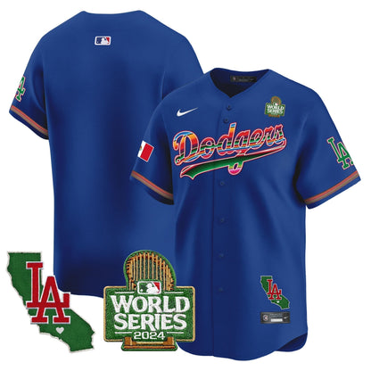 Dodgers Mexico 2024 World Series Vapor Premier Limited Jersey V2 - All Stitched-DTD