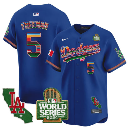 Dodgers Mexico 2024 World Series Vapor Premier Limited Jersey V2 - All Stitched-DTD