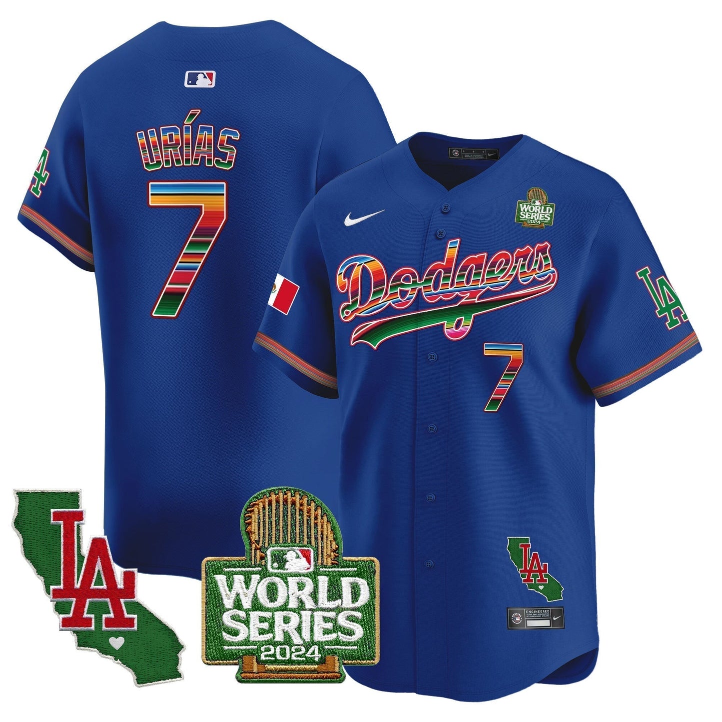 Dodgers Mexico 2024 World Series Vapor Premier Limited Jersey V2 - All Stitched-DTD