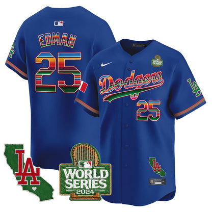 Dodgers Mexico 2024 World Series Vapor Premier Limited Jersey V2 - All Stitched-DTD