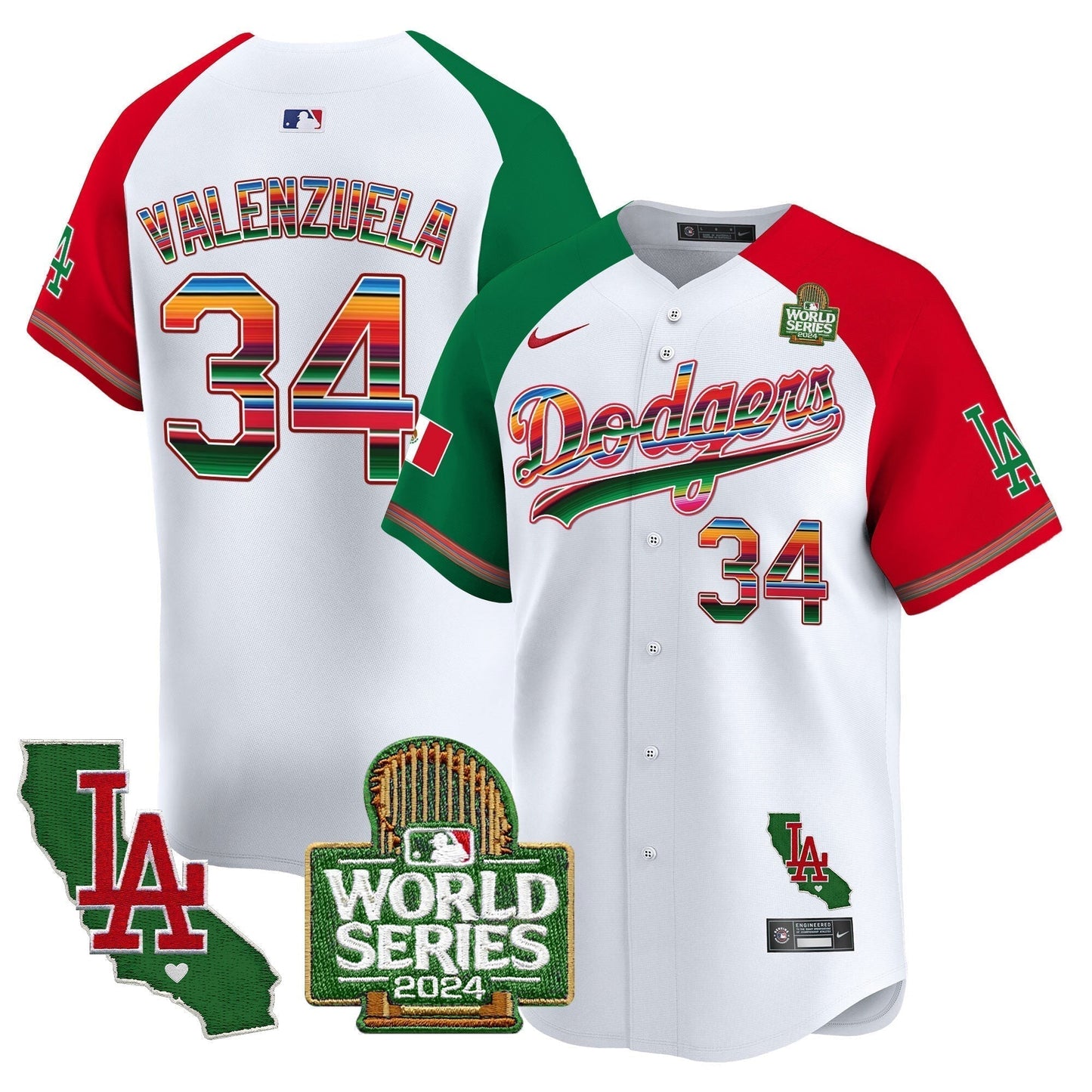Dodgers Mexico 2024 World Series Vapor Premier Limited Jersey V2 - All Stitched-DTD