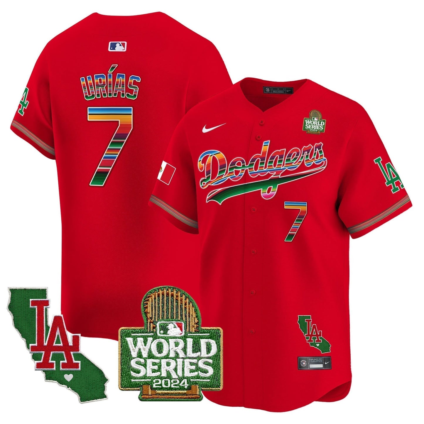 Dodgers Mexico 2024 World Series Vapor Premier Limited Jersey V2 - All Stitched-DTD