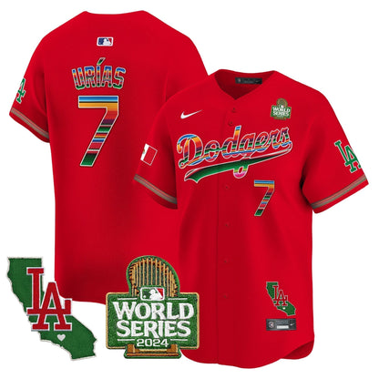 Dodgers Mexico 2024 World Series Vapor Premier Limited Jersey V2 - All Stitched-DTD