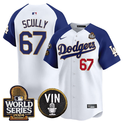 Dodgers 2024 World Series Gold Trim Vapor Premier Limited Jersey V2 - All Stitched-DTD