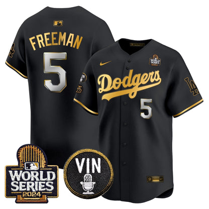 Dodgers 2024 World Series Gold Trim Vapor Premier Limited Jersey V2 - All Stitched-DTD