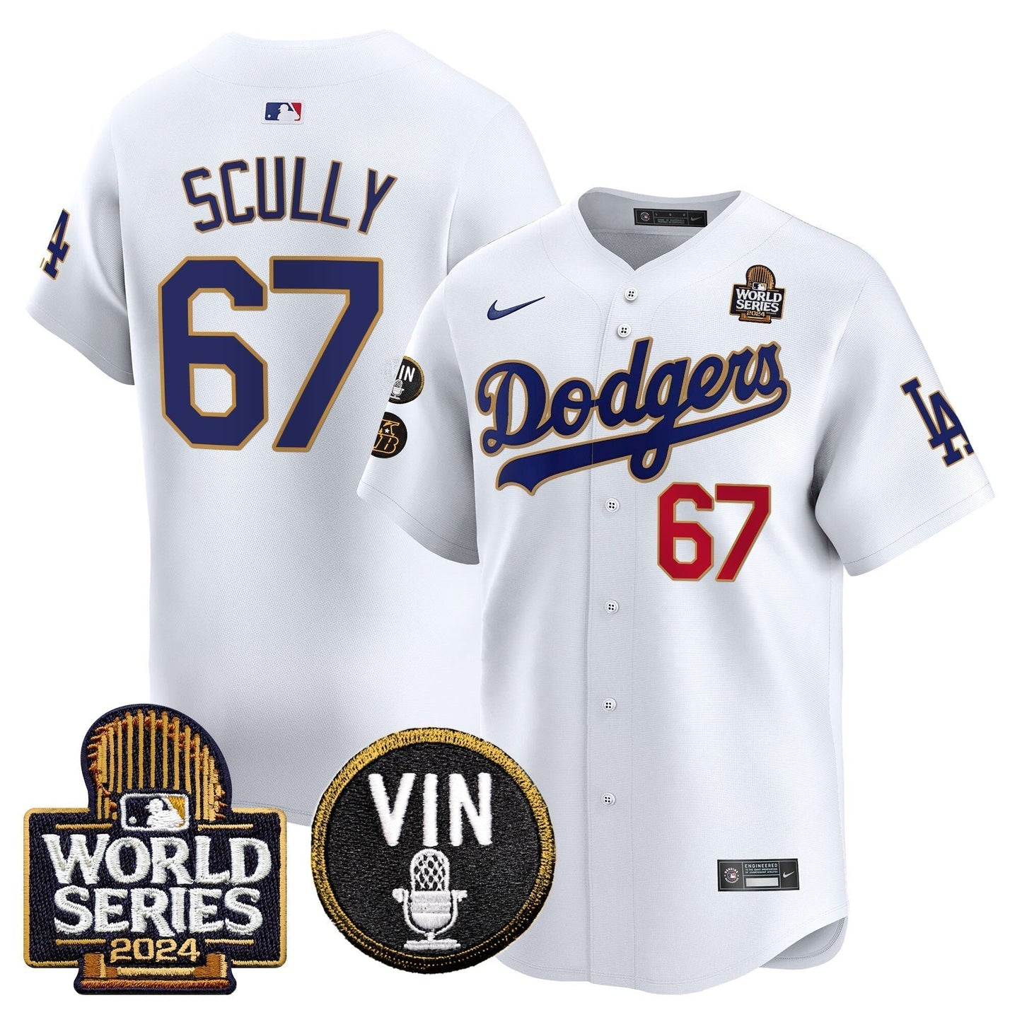 Dodgers 2024 World Series Gold Trim Vapor Premier Limited Jersey V2 - All Stitched-DTD