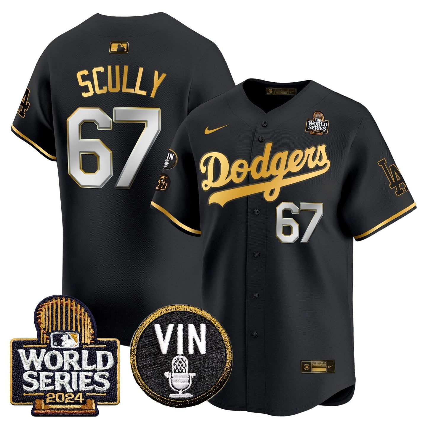 Dodgers 2024 World Series Gold Trim Vapor Premier Limited Jersey V2 - All Stitched-DTD