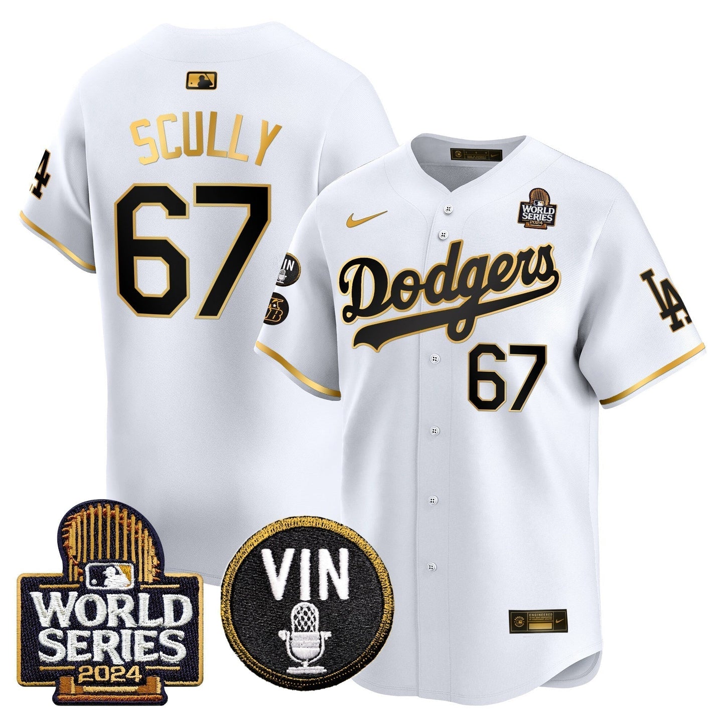 Dodgers 2024 World Series Gold Trim Vapor Premier Limited Jersey V2 - All Stitched-DTD