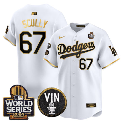 Dodgers 2024 World Series Gold Trim Vapor Premier Limited Jersey V2 - All Stitched-DTD