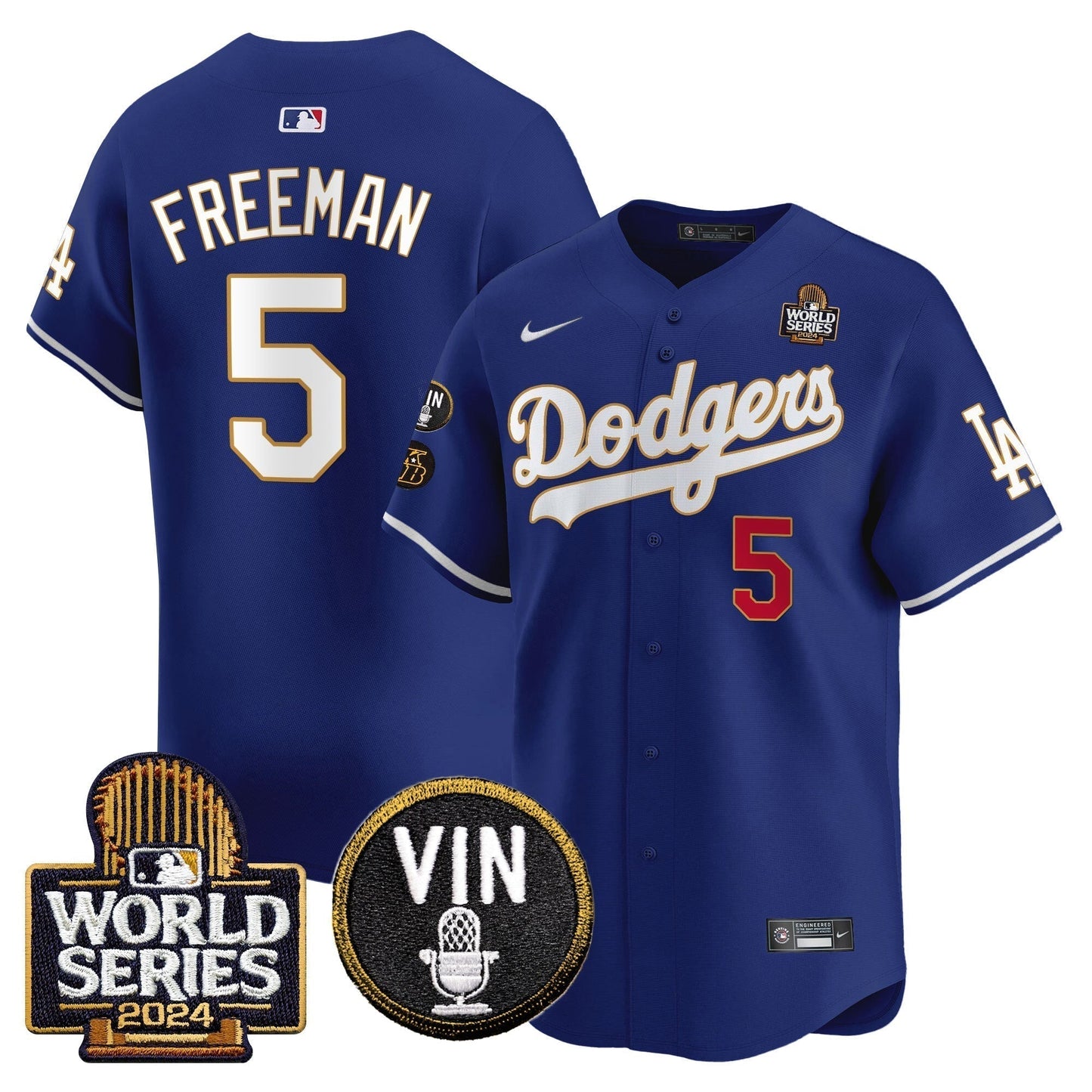Dodgers 2024 World Series Gold Trim Vapor Premier Limited Jersey V2 - All Stitched-DTD