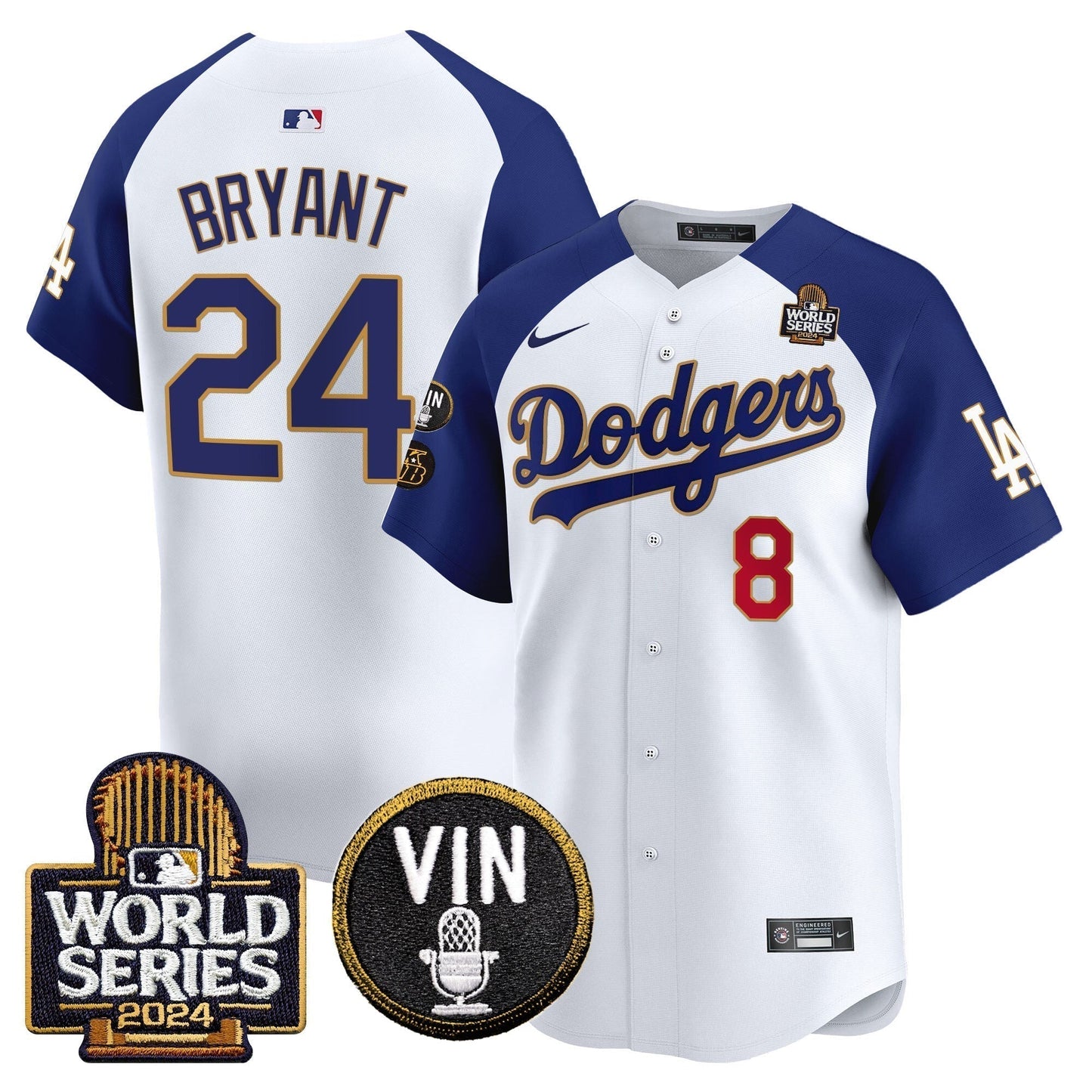 Dodgers 2024 World Series Gold Trim Vapor Premier Limited Jersey V2 - All Stitched-DTD