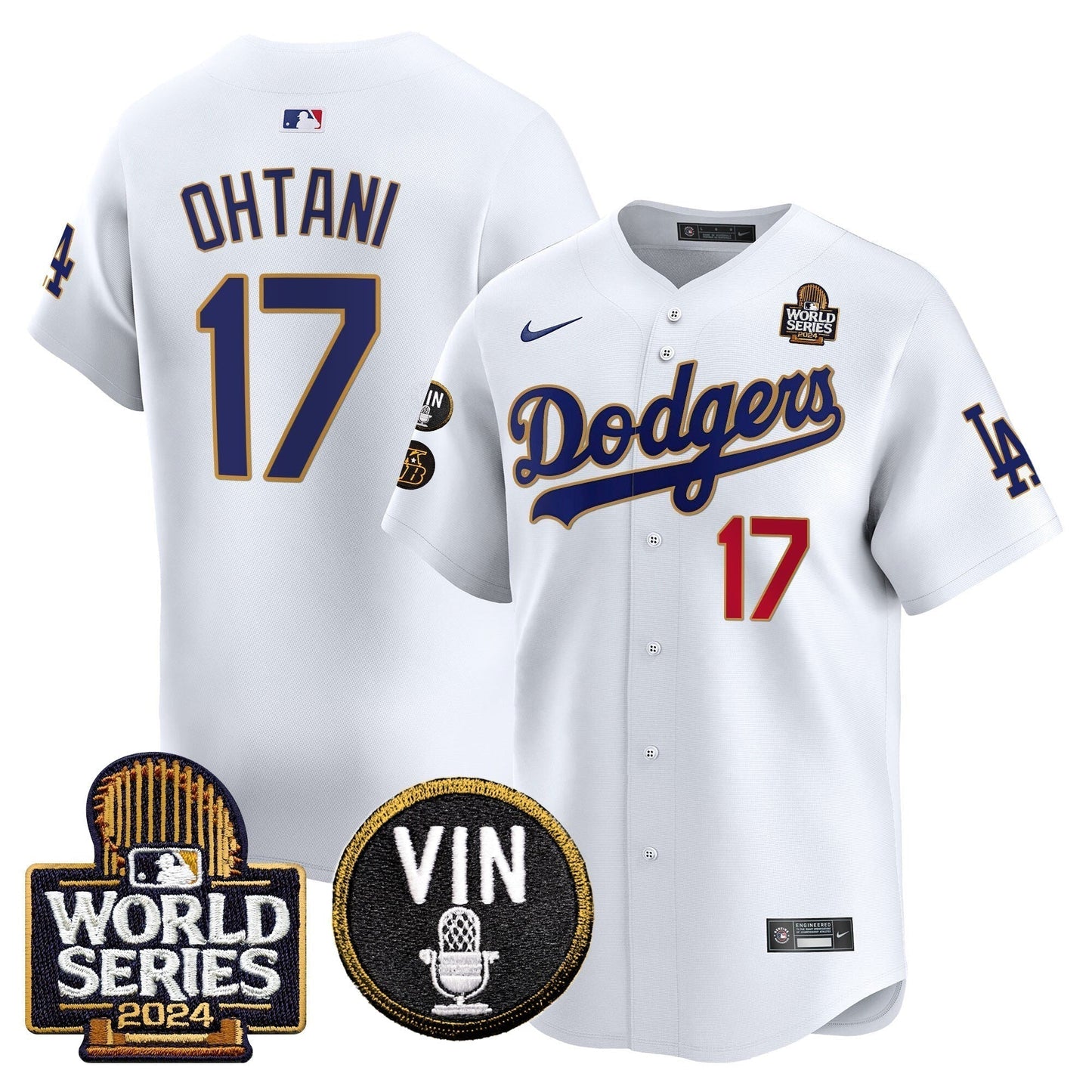 Dodgers 2024 World Series Gold Trim Vapor Premier Limited Jersey V2 - All Stitched-DTD