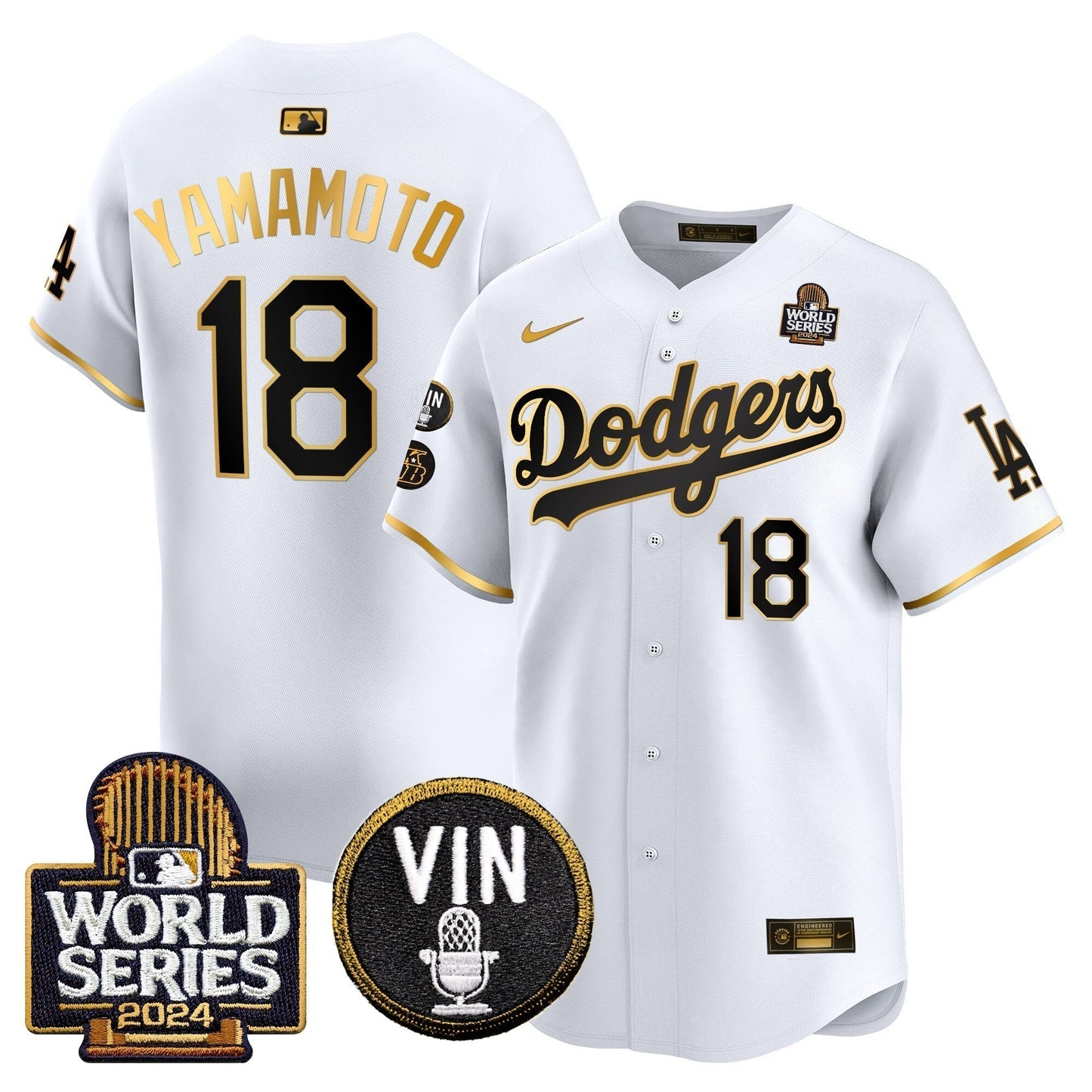 Dodgers 2024 World Series Gold Trim Vapor Premier Limited Jersey V2 - All Stitched-DTD