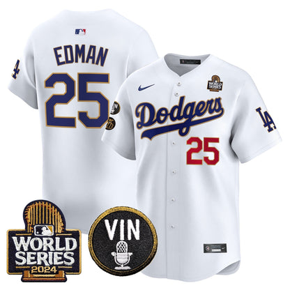 Dodgers 2024 World Series Gold Trim Vapor Premier Limited Jersey V2 - All Stitched-DTD