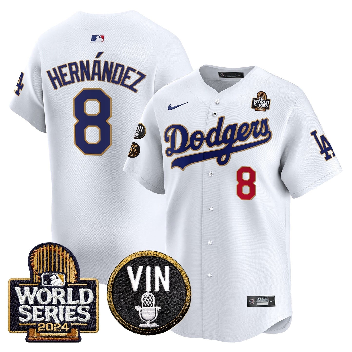 Dodgers 2024 World Series Gold Trim Vapor Premier Limited Jersey V2 - All Stitched-DTD