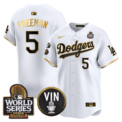 Dodgers 2024 World Series Gold Trim Vapor Premier Limited Jersey V2 - All Stitched-DTD