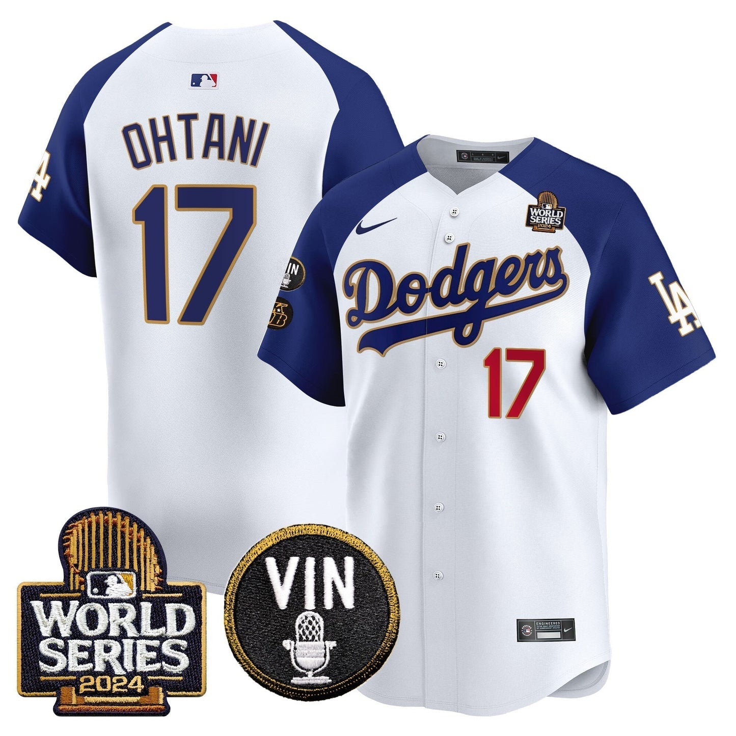 Dodgers 2024 World Series Gold Trim Vapor Premier Limited Jersey V2 - All Stitched-DTD
