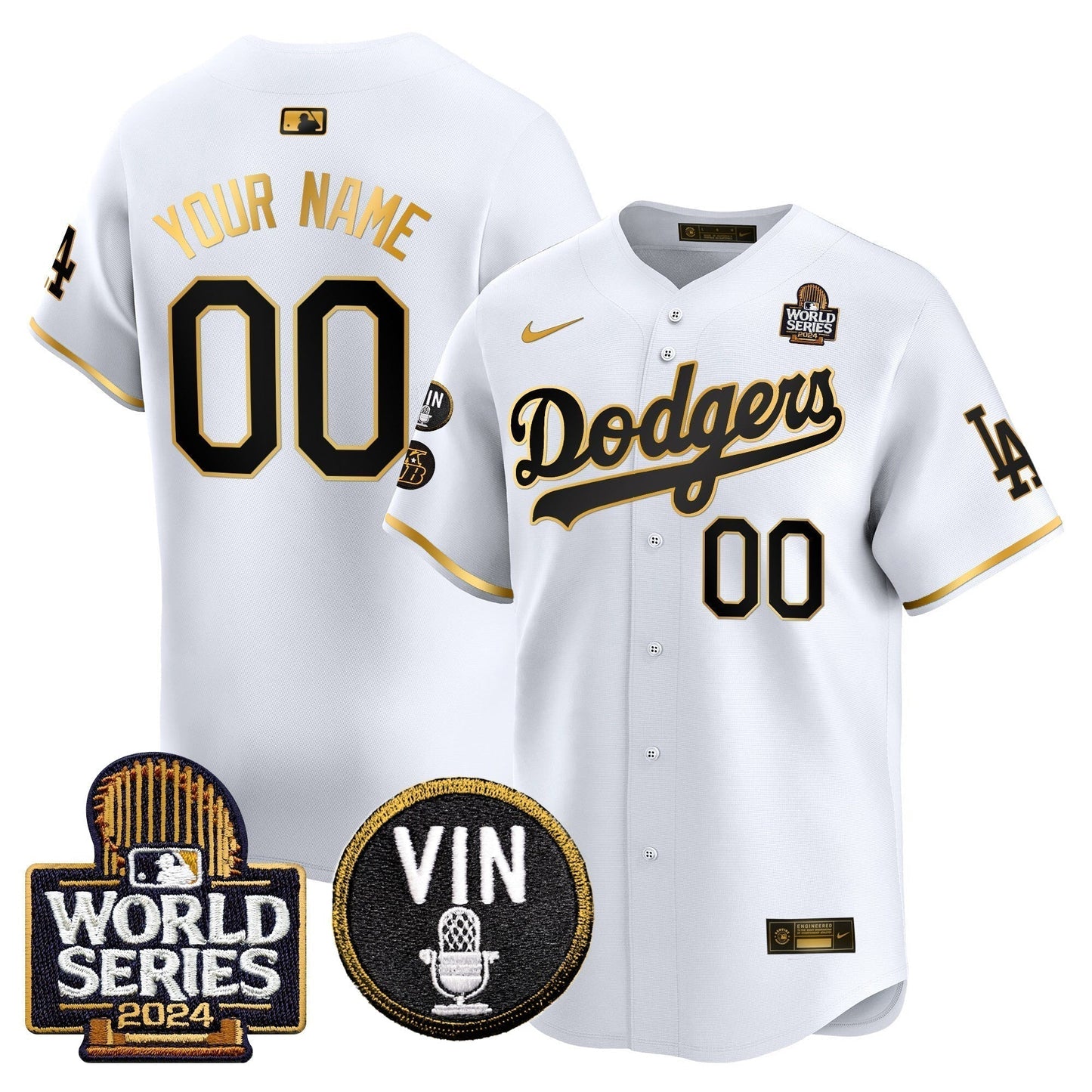 Dodgers 2024 World Series Gold Trim Vapor Premier Limited Custom Jersey V2 - All Stitched-DTD