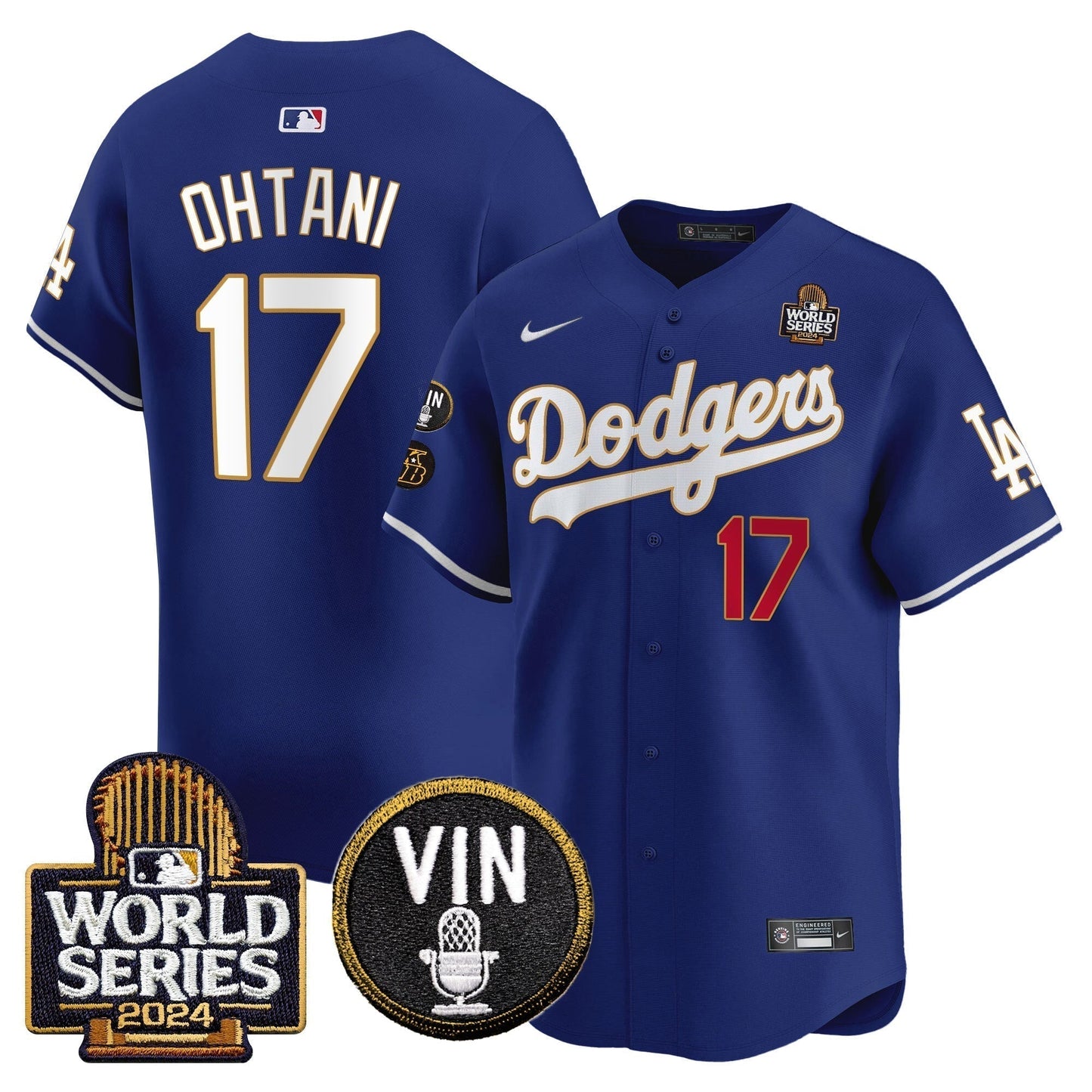 Dodgers 2024 World Series Gold Trim Vapor Premier Limited Jersey V2 - All Stitched-DTD