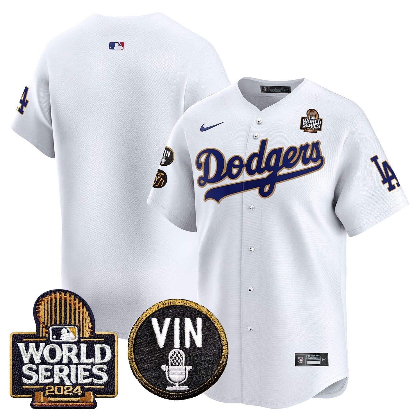 Dodgers 2024 World Series Gold Trim Vapor Premier Limited Jersey V2 - All Stitched-DTD
