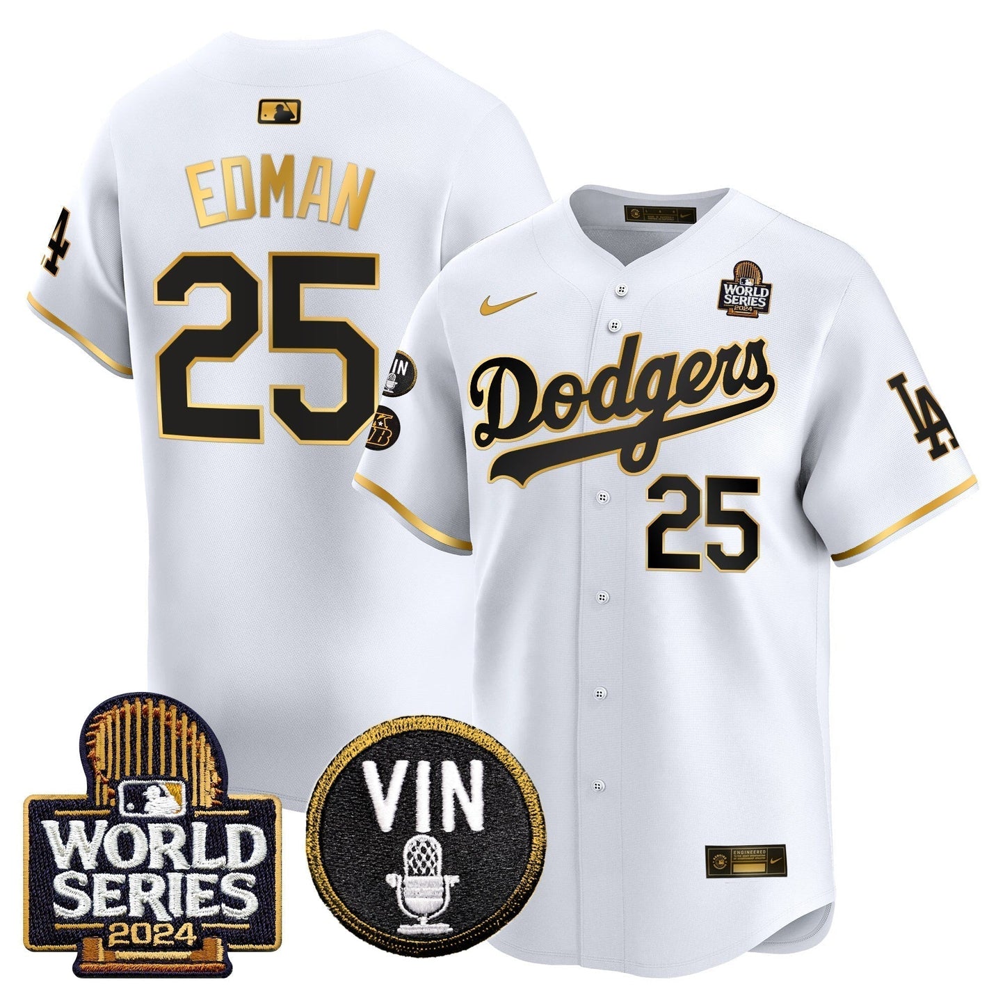 Dodgers 2024 World Series Gold Trim Vapor Premier Limited Jersey V2 - All Stitched-DTD