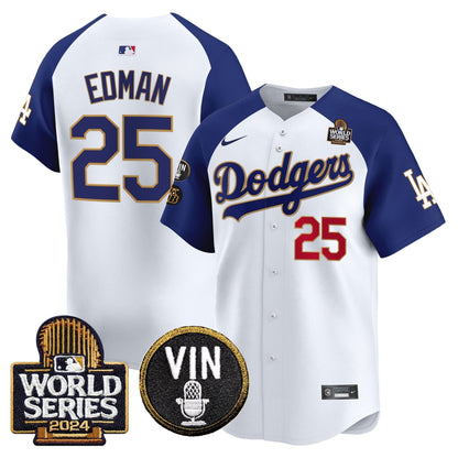 Dodgers 2024 World Series Gold Trim Vapor Premier Limited Jersey V2 - All Stitched-DTD