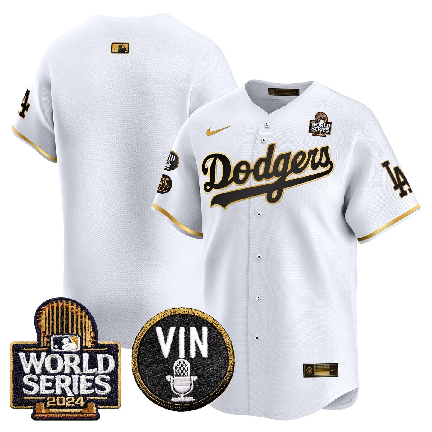 Dodgers 2024 World Series Gold Trim Vapor Premier Limited Jersey V2 - All Stitched-DTD