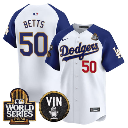 Dodgers 2024 World Series Gold Trim Vapor Premier Limited Jersey V2 - All Stitched-DTD