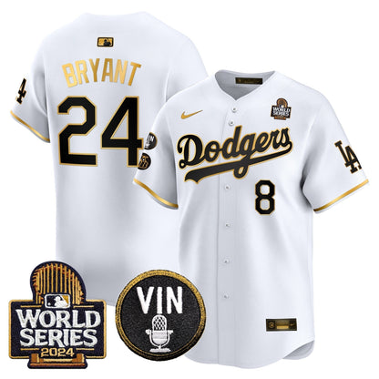 Dodgers 2024 World Series Gold Trim Vapor Premier Limited Jersey V2 - All Stitched-DTD