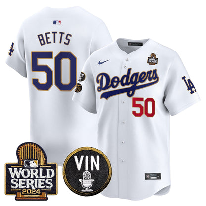 Dodgers 2024 World Series Gold Trim Vapor Premier Limited Jersey V2 - All Stitched-DTD