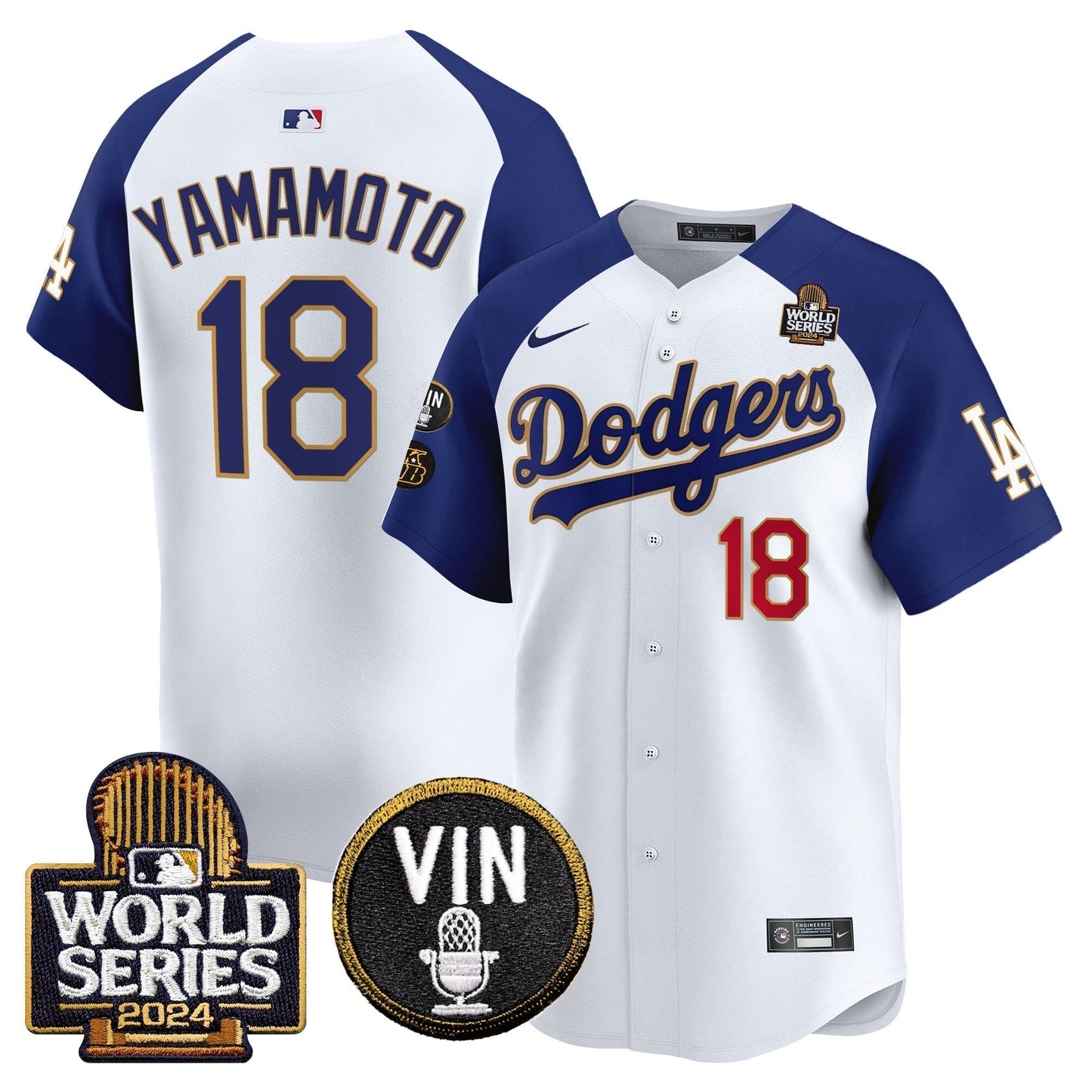 Dodgers 2024 World Series Gold Trim Vapor Premier Limited Jersey V2 - All Stitched-DTD