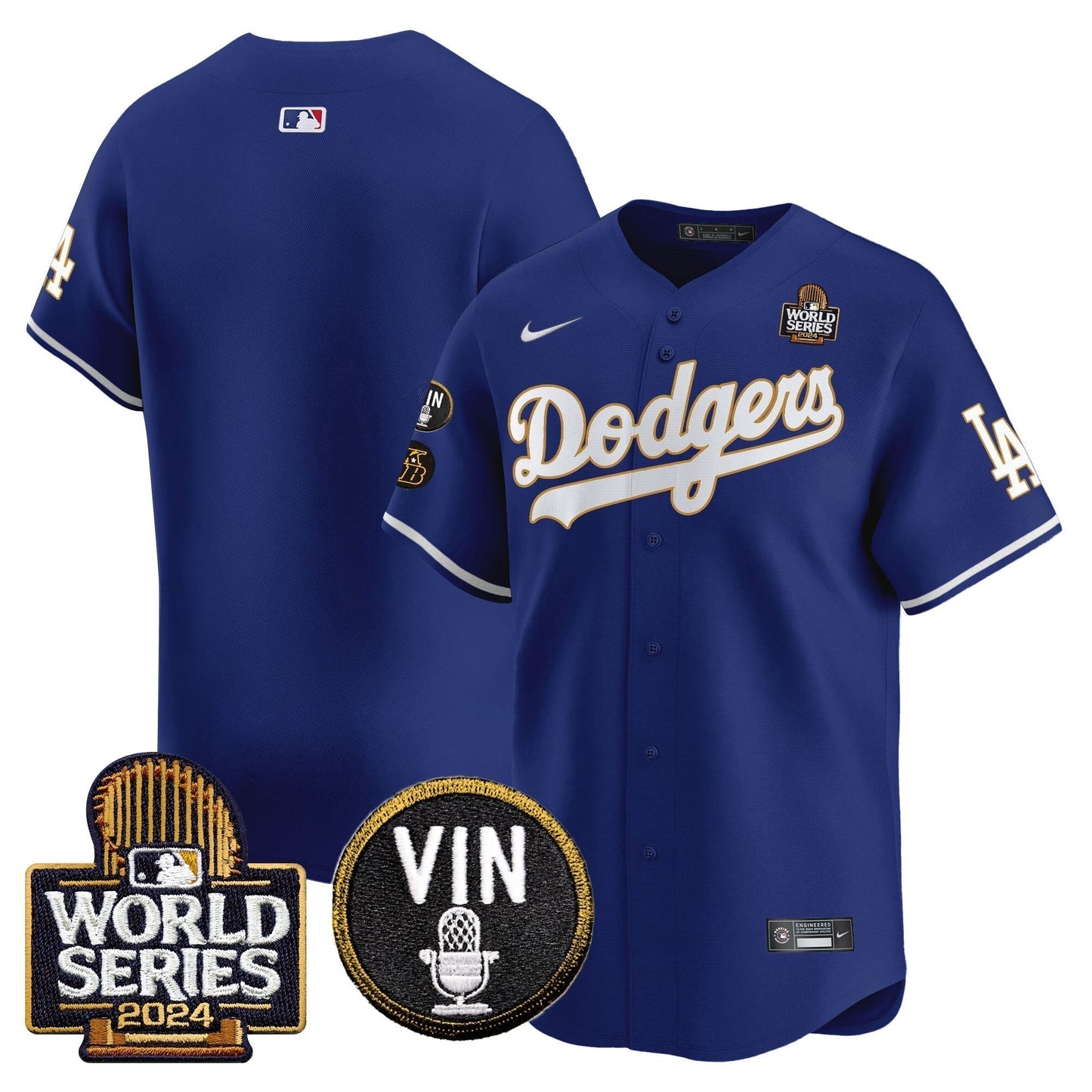 Dodgers 2024 World Series Gold Trim Vapor Premier Limited Jersey V2 - All Stitched-DTD