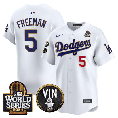 Dodgers 2024 World Series Gold Trim Vapor Premier Limited Jersey V2 - All Stitched-DTD