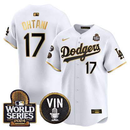 Dodgers 2024 World Series Gold Trim Vapor Premier Limited Jersey V2 - All Stitched-DTD