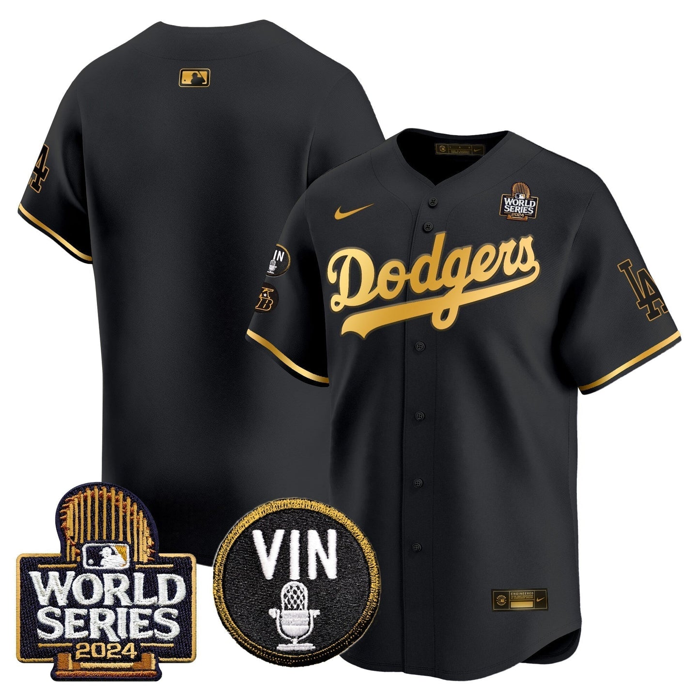 Dodgers 2024 World Series Gold Trim Vapor Premier Limited Jersey V2 - All Stitched-DTD
