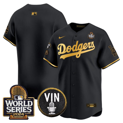 Dodgers 2024 World Series Gold Trim Vapor Premier Limited Jersey V2 - All Stitched-DTD