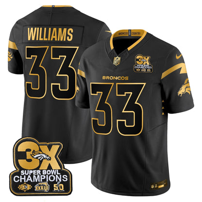 DEN 3-Time Champions Patch Gold Vapor Limited Jersey - All Stitched-DTD