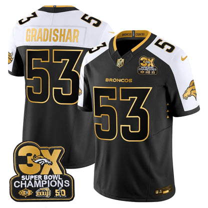 DEN 3-Time Champions Patch Gold Vapor Limited Jersey - All Stitched-DTD