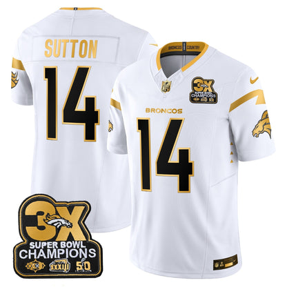 DEN 3-Time Champions Patch Gold Vapor Limited Jersey - All Stitched-DTD