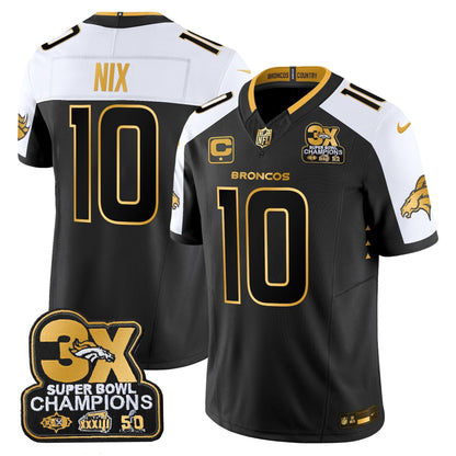 DEN 3-Time Champions Patch Gold Vapor Limited Jersey - All Stitched-DTD