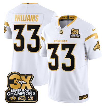 DEN 3-Time Champions Patch Gold Vapor Limited Jersey - All Stitched-DTD