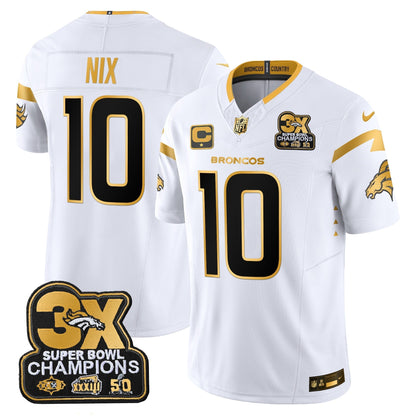 DEN 3-Time Champions Patch Gold Vapor Limited Jersey - All Stitched-DTD