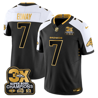 DEN 3-Time Champions Patch Gold Vapor Limited Jersey - All Stitched-DTD