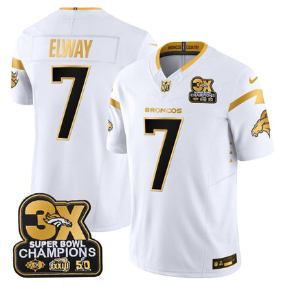 DEN 3-Time Champions Patch Gold Vapor Limited Jersey - All Stitched-DTD