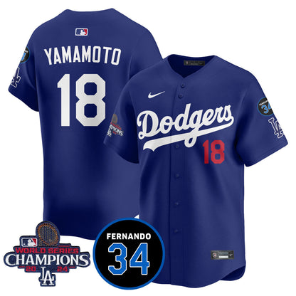 LA Dodgers - World Series Champions 2024/Fernando Valenzuela Memorial Jersey - All Stitched N08-DTD