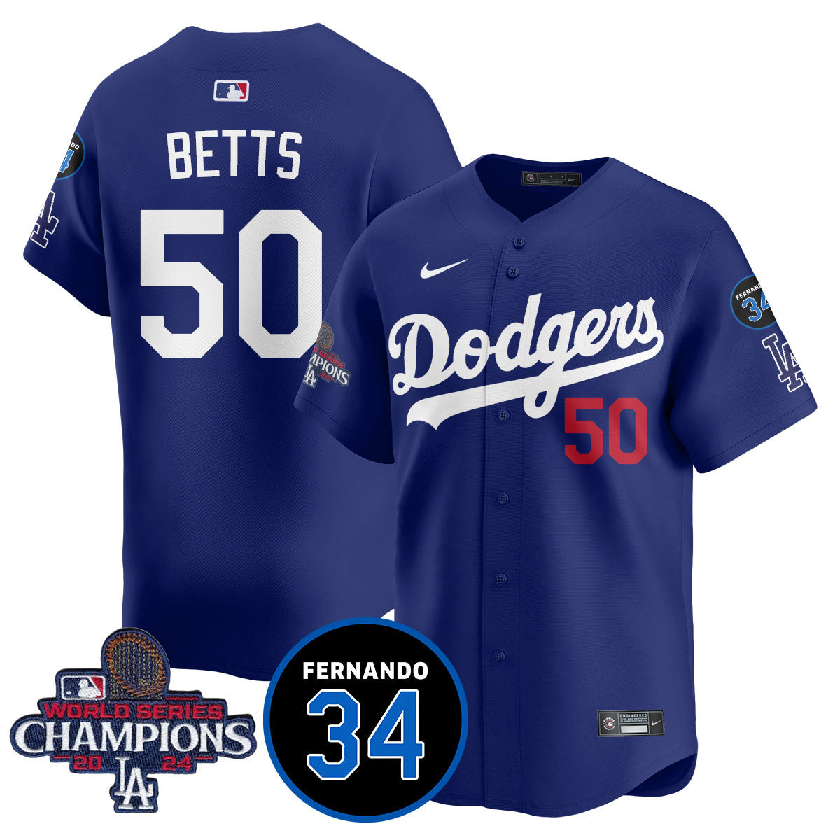 LA Dodgers - World Series Champions 2024/Fernando Valenzuela Memorial Jersey - All Stitched N08-DTD