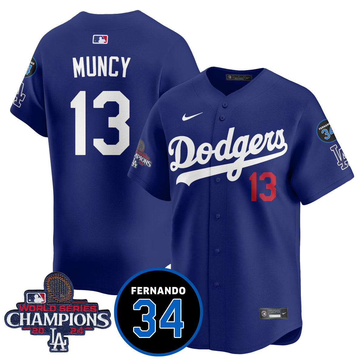 LA Dodgers - World Series Champions 2024/Fernando Valenzuela Memorial Jersey - All Stitched N08-DTD