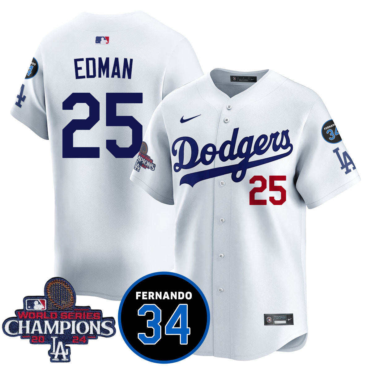 LA Dodgers - World Series Champions 2024/Fernando Valenzuela Memorial Jersey - All Stitched N08-DTD