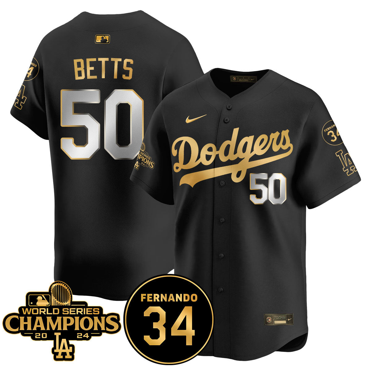 LA Dodgers - World Series Champions 2024/Fernando Valenzuela Memorial Jersey - All Stitched N08-DTD